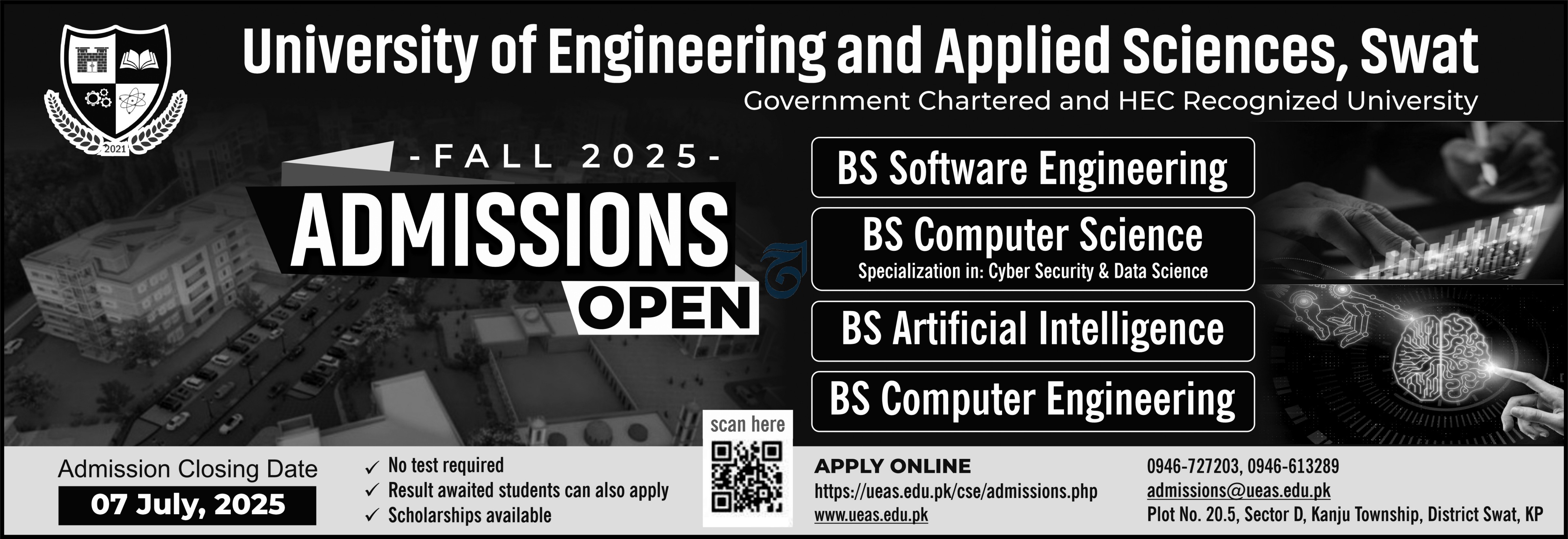 Admission Open in University of Engineering & Applied Sciences Swat